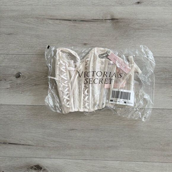 Victoria Secret Dream Angel Unlined Lace-Up Corset Top WHITE S NWT‎ IN PKG - Picture 5 of 7